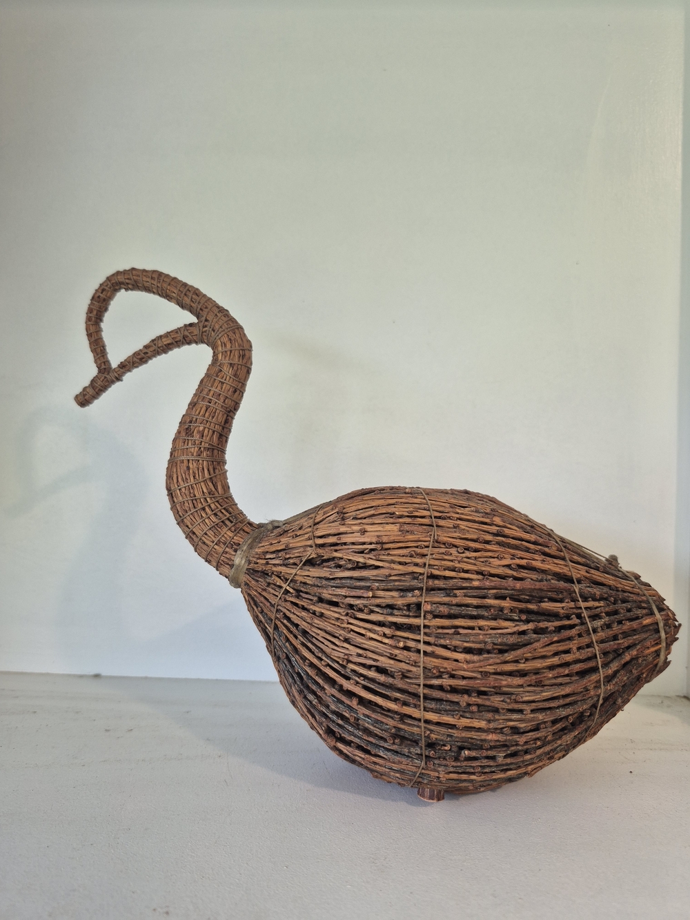 Vintage Handcrafted Cree Indigenous Tamarack Twig Goose Decoy 7.5" Tall